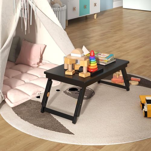 Table De Lit Pliable 53 X 33 Cm, Plateau De Lit En Bambou Avec Pieds Réglables (marron)