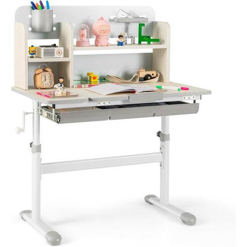 Bureau Enfants Avec Réglable En Hauteur (50,5-73 Cm) Et Plateau Inclinable(0-60°), Charge 100kg Gris