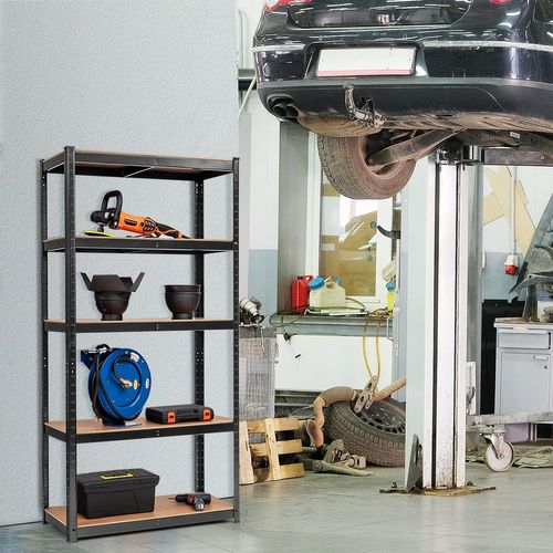Etagère De Rangement Etagère Charge Lourde Métallique à 5 Niveaux, 30 X 75 X 150 Cm (noir)