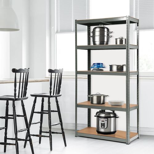 Etagère De Garage à 5 Niveaux Charge Max.875kg Avec Etagère Ajustable, 40 X 90 X 180 Cm (gris)