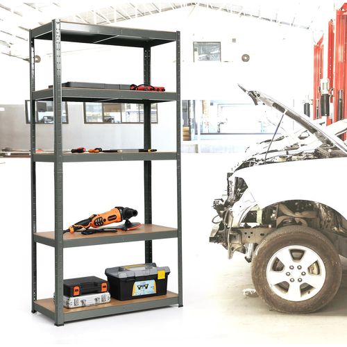 Etagère De Garage à 5 Niveaux Charge Max.875kg Avec Etagère Ajustable, 40 X 90 X 180 Cm (gris)