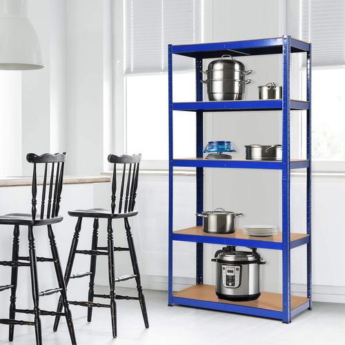 Etagère De Garage à 5 Niveaux Charge Max.875kg Avec Etagère Ajustable, 40 X 90 X 180 Cm (bleu)