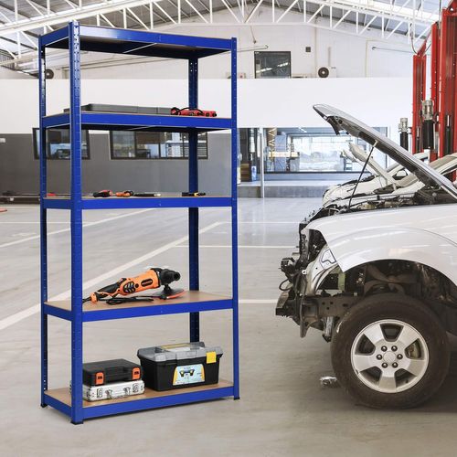 Etagère De Garage à 5 Niveaux Charge Max.875kg Avec Etagère Ajustable, 40 X 90 X 180 Cm (bleu)