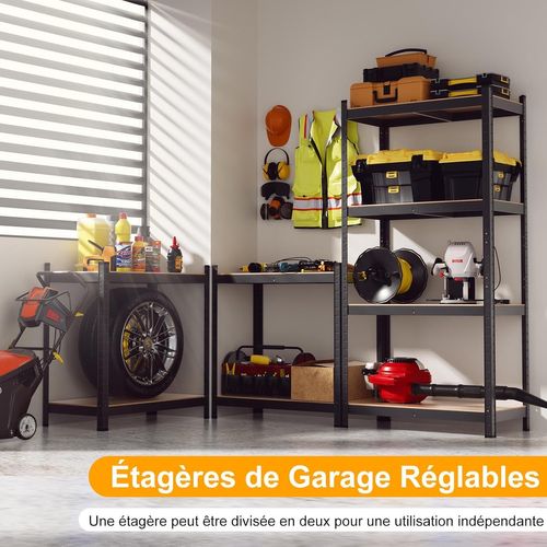 Rayonnage Métallique Etagère De Rangement Capacité De Charge 520kg, 40 X 80 X 160 Cm (noir)
