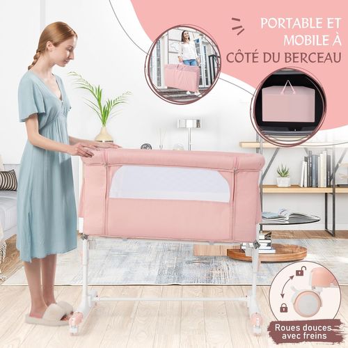 3 En 1 Lit Cododo Bébé Avec Matelas Et 5 Hauteur Réglable, Lit Bébé Evolutif Avec Inclinaison