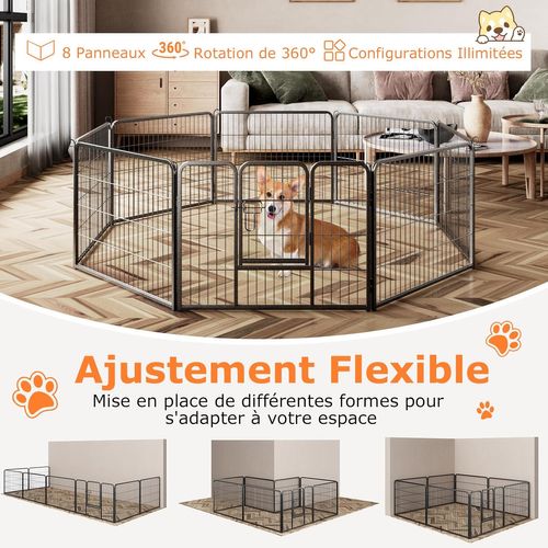 Parc Pour Chien Intérieur Extérieur, 8 Panneaux, Enclos Chien Portable Pliable (79 × 80 Cm)