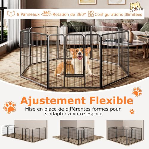 Parc Pour Chien Intérieur Extérieur, 8 Panneaux, Enclos Chien Portable Pliable (79 × 80 Cm)