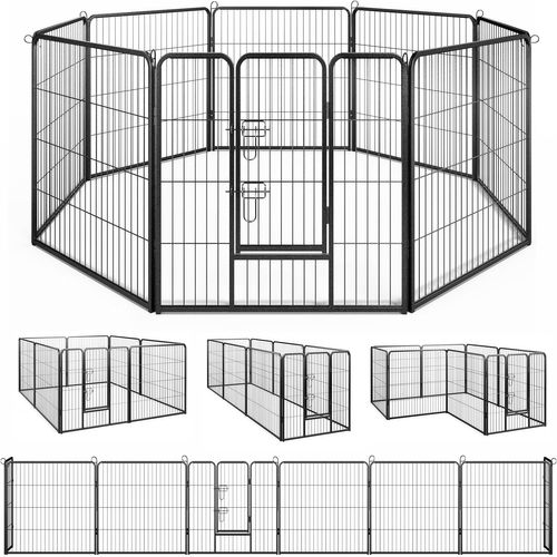 Parc Pour Chien Intérieur Extérieur, 8 Panneaux, Enclos Chien Portable Pliable (79 × 80 Cm)