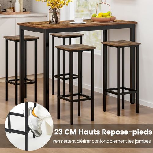 Tabouret Bar Lot De 4, Chaise De Bar H72 Cm, Chaise Haute Bar Avec Repose-pieds, Pieds En Métal