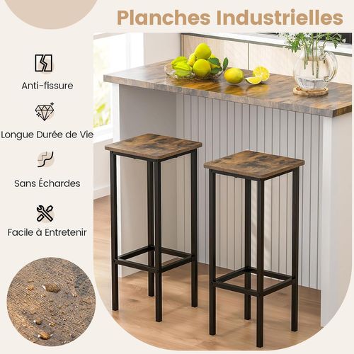 Tabouret Bar Lot De 4, Chaise De Bar H72 Cm, Chaise Haute Bar Avec Repose-pieds, Pieds En Métal