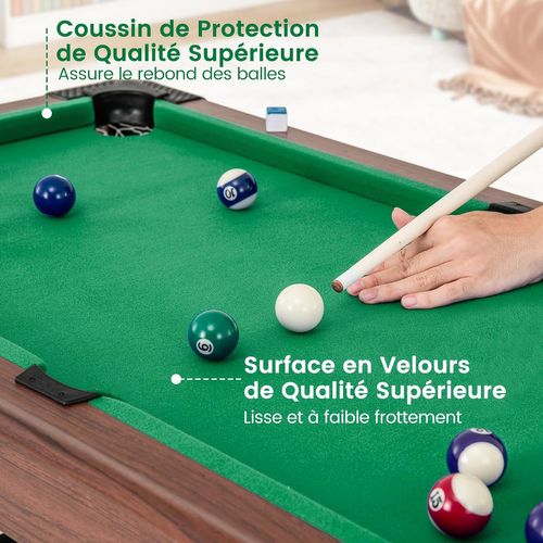 Table De Billard Americain Avec Accessoires(2 Queues, 16 Boules, Triangle, 2 Craies, Brosse), Vert