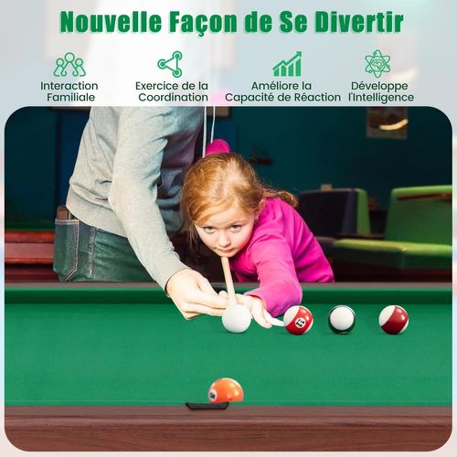 Table De Billard Americain Avec Accessoires(2 Queues, 16 Boules, Triangle, 2 Craies, Brosse), Vert