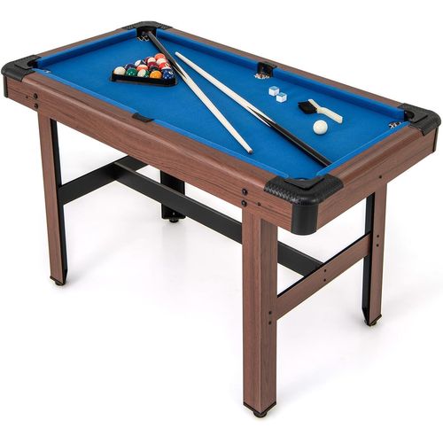 Table De Billard Americain Avec Accessoires(2 Queues, 16 Boules, Triangle, 2 Craies, Brosse), Bleu