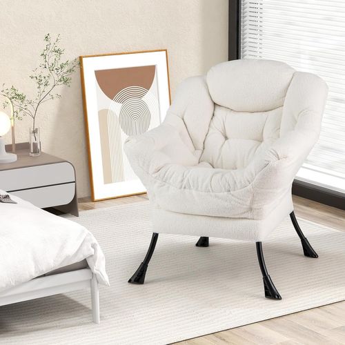 Fauteuil Salon Scandinave, Fauteuil Relax En Sherpa Avec Oreiller, Charger 150 Kg (beige)