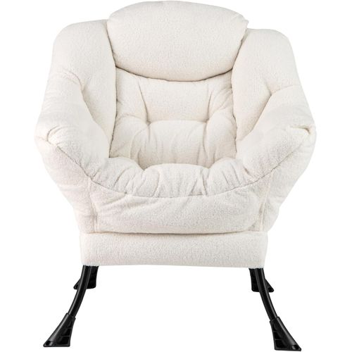 Fauteuil Salon Scandinave, Fauteuil Relax En Sherpa Avec Oreiller, Charger 150 Kg (beige)