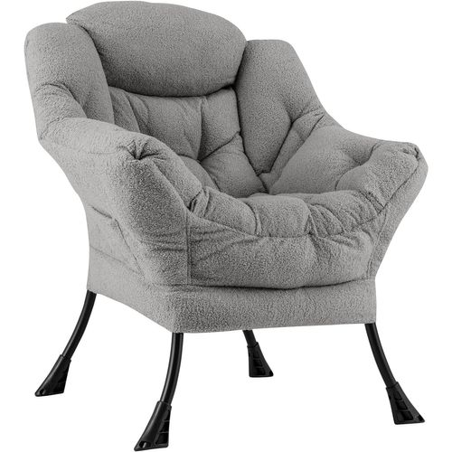 Fauteuil Salon Scandinave, Fauteuil Relax En Sherpa Avec Oreiller, Charger 150 Kg (gris)
