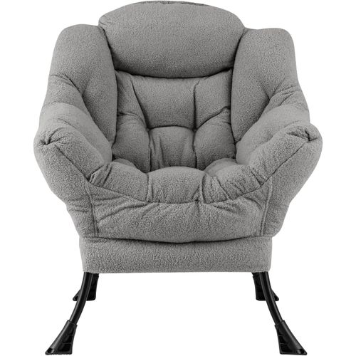 Fauteuil Salon Scandinave, Fauteuil Relax En Sherpa Avec Oreiller, Charger 150 Kg (gris)