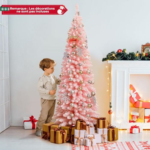 Sapin De Noël Artificiel Rose 180 Cm, Arbre De Noël Floqué De Neige, 460 Branches, Support En Métal