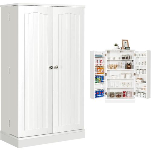 Armoire De Cuisine 2 Portes Avec 16 Étagères, Meuble Cuisine Rangement (60 X 40 X 120 Cm,noir)