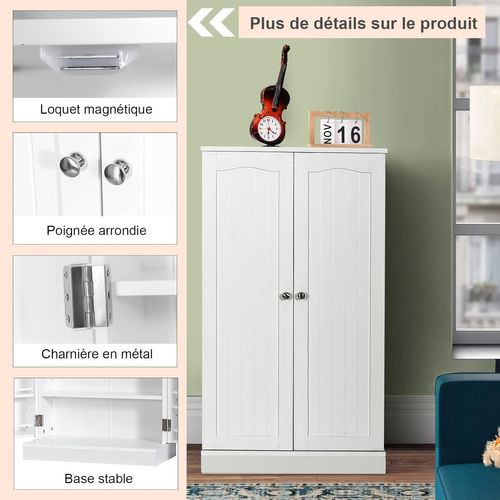 Armoire De Cuisine 2 Portes Avec 16 Étagères, Meuble Cuisine Rangement (60 X 40 X 120 Cm,noir)