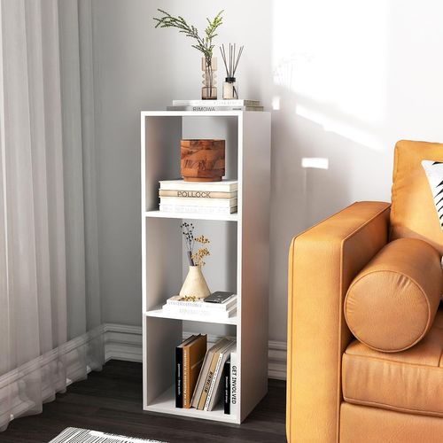 Etagère Cube à 3 Niveaux, Etagère De Rangement Avec 3 Compartiments Ouverte, Blanc