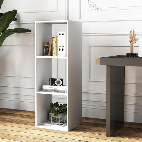 Etagère Cube à 3 Niveaux, Etagère De Rangement Avec 3 Compartiments Ouverte, Blanc
