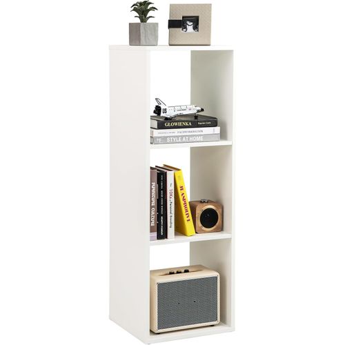Etagère Cube à 3 Niveaux, Etagère De Rangement Avec 3 Compartiments Ouverte, Blanc