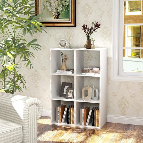 Etagère Cube à 3 Niveaux, Etagère De Rangement Avec 3 Compartiments Ouverte, Blanc