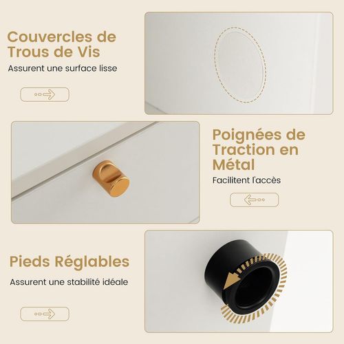 Meuble TV, 2 Tiroirs, 4 Compartiments, Table TV Bohême Pour 49" Au Max, Blanc, 108 X 39 X 50 Cm