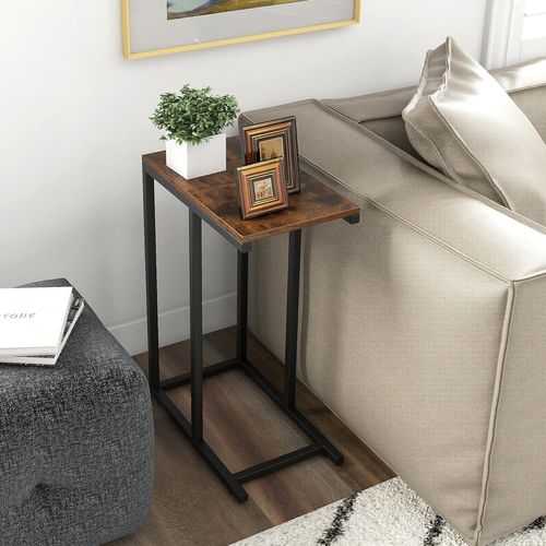 Table Dappoint, Bout De Canape En Forme C, 45,5 X 25,5 X 64 Cm (marron Rustique)