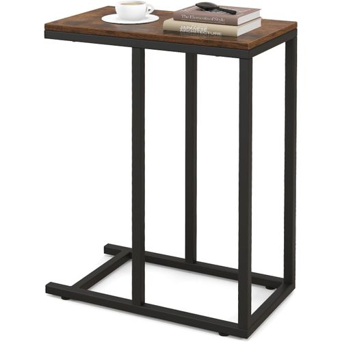 Table Dappoint, Bout De Canape En Forme C, 45,5 X 25,5 X 64 Cm (marron Rustique)