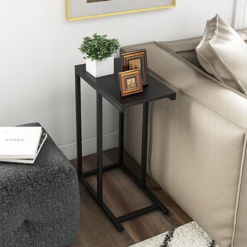 Table D'appoint, Bout De Canape En Forme C, Gueridon Pour Canapé,45,5 X 25,5 X 64 Cm (noir)