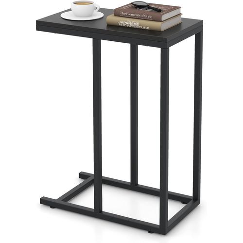 Table D'appoint, Bout De Canape En Forme C, Gueridon Pour Canapé,45,5 X 25,5 X 64 Cm (noir)