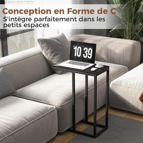 Table D'appoint, Bout De Canape En Forme C, Gueridon Pour Canapé,45,5 X 25,5 X 64 Cm (noir)
