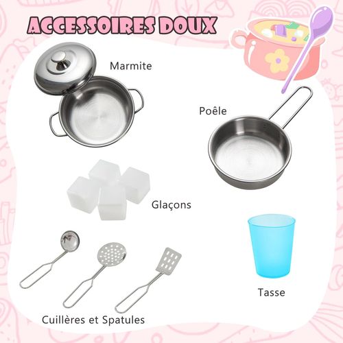 Cuisine Enfants En Bois Avec Tableau Noir Et Téléphone, 82 X 24 X 80 Cm (rose Clair)