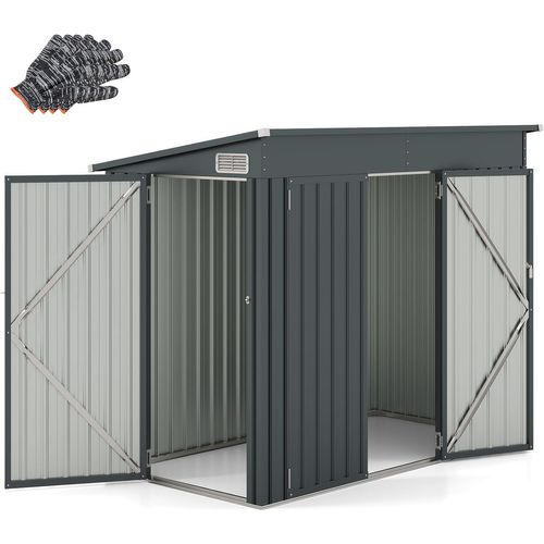 Abri De Jardin En Métal 4㎡, Cabane Jardin Exterieur En Acier Galvanisé 5,7 M³ Avec Loquet, Porte