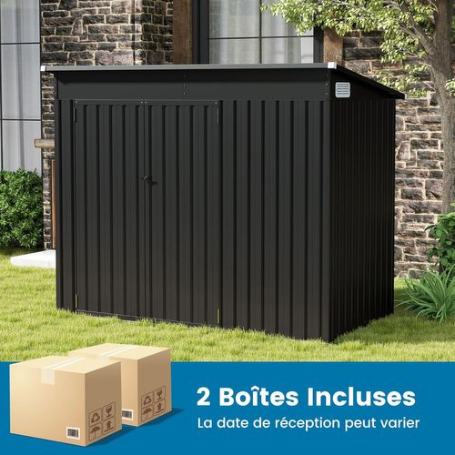 Abri De Jardin En Métal 4㎡, Cabane Jardin Exterieur En Acier Galvanisé 5,7 M³ Avec Loquet, Porte