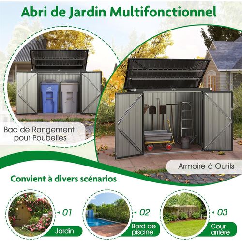 Abri De Jardin En Métal 1,5 M², Cabane Jardin Exterieur En Acier Galvanisé Avec Loquet