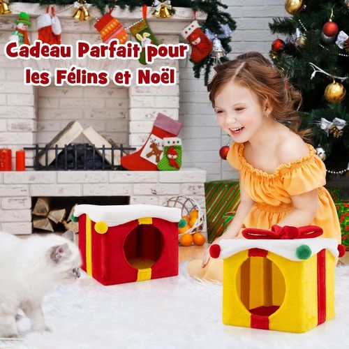 Maison Pour Chat De Noël à 2 Etages, Niche Pour Chat Intérieur