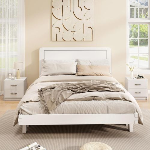 Table De Nuit 2 Tiroirs, Table De Chevet Moderne Avec Rangement, Chevet De Lit Bois (blanc)