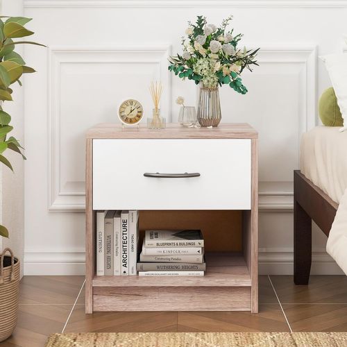 Table De Nuit Avec Tiroir, Table De Chevet Avec Étagère Ouverte, Chevet De Lit (gris Chêne,1 Tiroir)