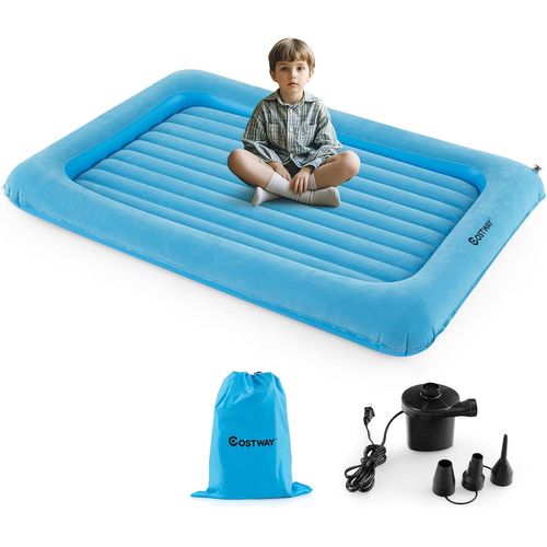 Lit De Voyage Gonflable Enfant Avec Matelas Pneumatique Et Amovible, Charge 150kg (bleu)