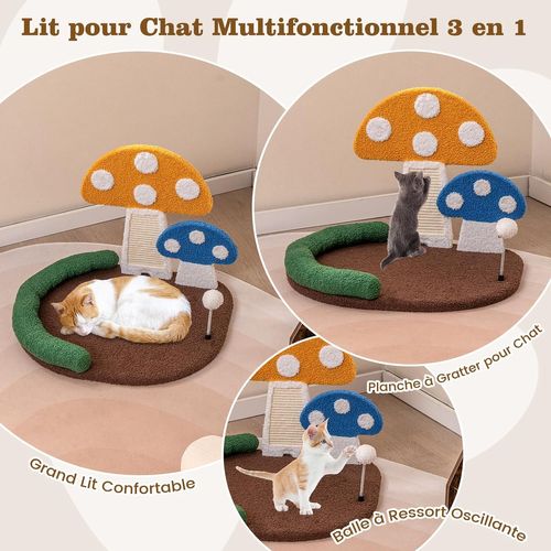Petit Arbre à Chat, Arbre à Chat Mignon En Forme De Champignon, Planche à Griffer(49 Cm)