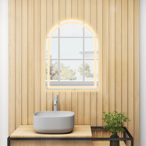 Miroir Salle De Bain Avec Eclairage 80 X 60 Cm, Miroir Mural Antibuée, 3 Couleurs