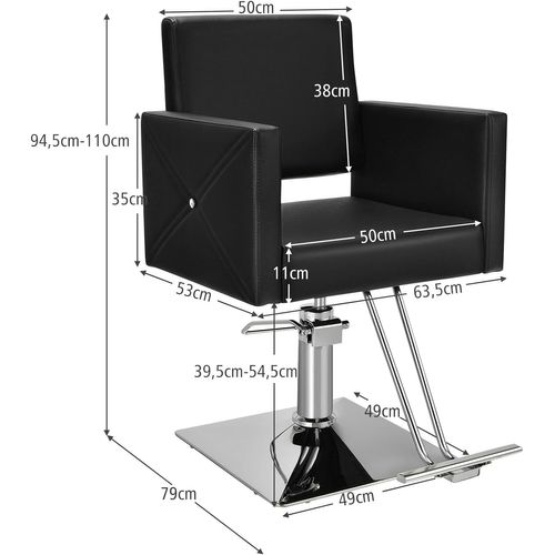 Fauteuil De Coiffure Hydraulique Rotative à 360°, Chaise De Salon Coiffure(63,5 X 79 X 94,5-110 Cm)