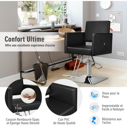 Fauteuil De Coiffure Hydraulique Rotative à 360°, Chaise De Salon Coiffure(63,5 X 79 X 94,5-110 Cm)