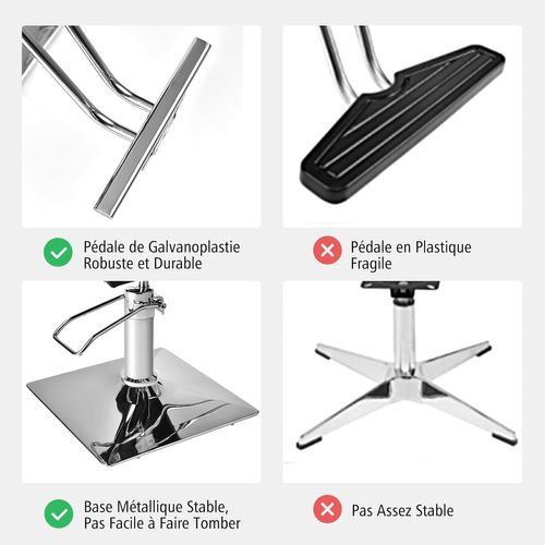 Fauteuil De Coiffure Hydraulique Rotative à 360°, Chaise De Salon Coiffure(63,5 X 79 X 94,5-110 Cm)