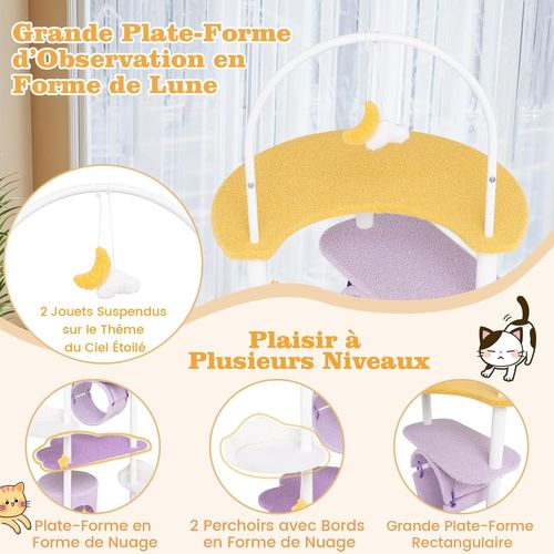 Arbre à Chat 158 Cm, Tour Pour Chat Intérieur à 6 Niveaux, 6 Plateformes, 1 Condo,60×60×158 Cm