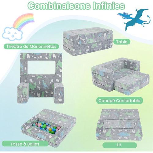 Canapé Enfant 2 Places Lumineux (brillant Dans Le Noir) Avec Motif Dinosaure,pour 3 Ans+