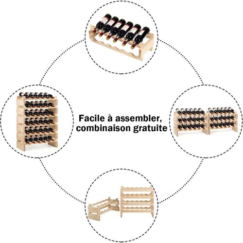 Casier à Bouteilles Pour 108 Bouteilles, Étagère à Vin En Bois De Pin, Naturel